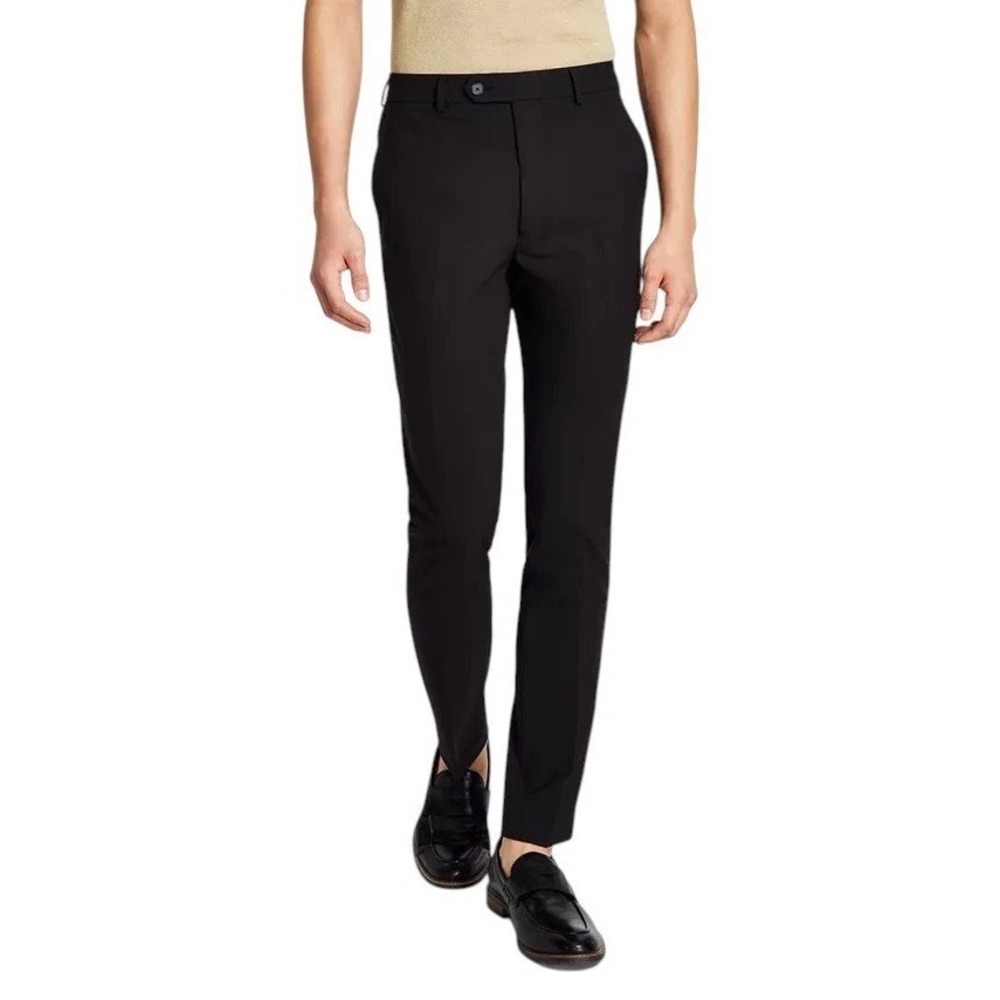 Calvin Klein Mens Skinny fit Dress Pants 32W 29L Black Solid Stretch